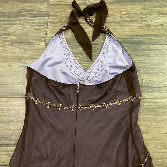 E C I Vintage Y2K Sequined Halter Dress Sz 8 - Picture 6 of 6